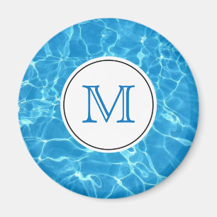 Mousserande Blue Swimming Bassäng Vatten Monogram Magnet