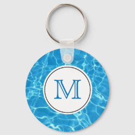 Mousserande Blue Swimming Bassäng Vatten Monogram Nyckelring