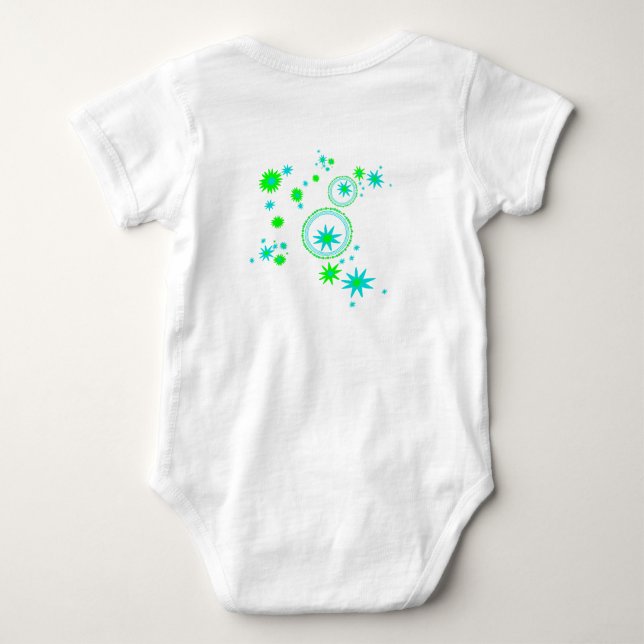 mousserande bunny i grönt och blått t shirt (Baksida)