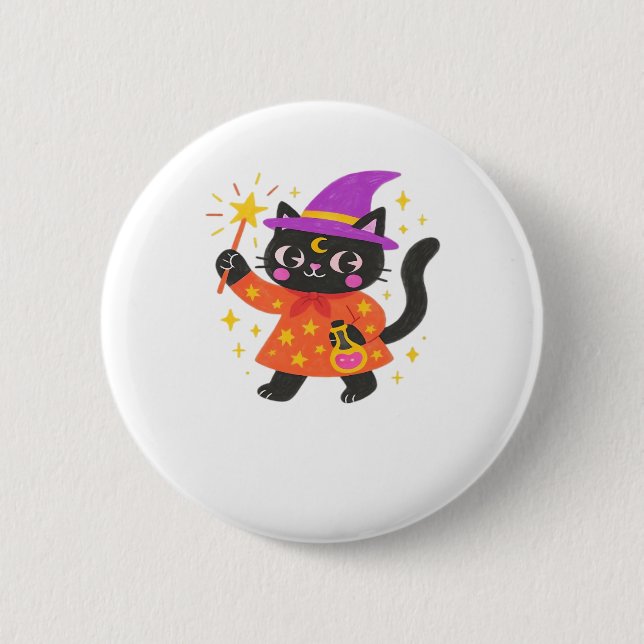 Mousserande Celestial Kattunge Witch Classic T-Shi Knapp (Framsida)