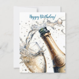 Mousserande champagne Grattis på födelsedagen Vykort