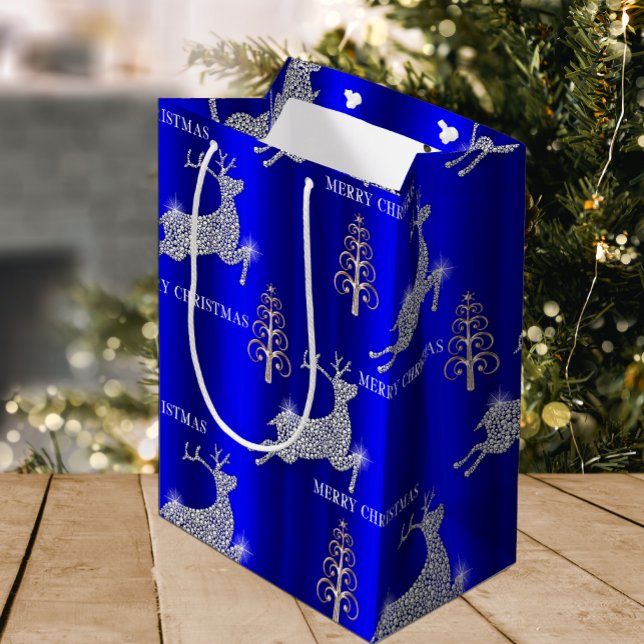 Mousserande Diamond Reindeer Silver jul Blue (Skapare uppladdad)