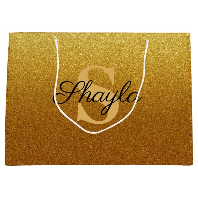 Mousserande Faux Guld Glitter Monogrammed uppgift (Framsidan)