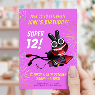 Mousserande Fireworks Birthday Blast Inbjudningar