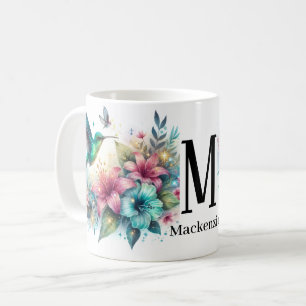 Mousserande Glitter Elegant Hummingbird Monogram Kaffemugg