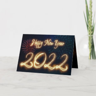 Mousserande Gott nytt år 2022 Fireworks Helgkort