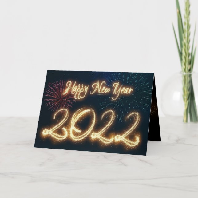 Mousserande Gott nytt år 2022 Fireworks Helgkort (Framsida)