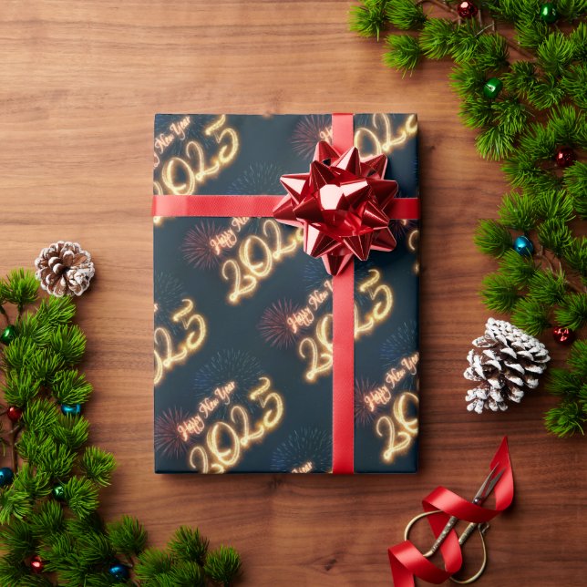 Mousserande Gott nytt år 2025 Fireworks Presentpapper (Julgåva)