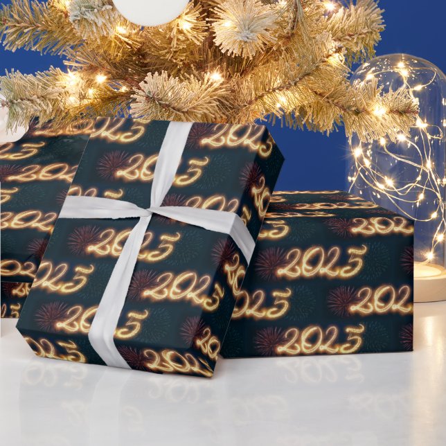 Mousserande Gott nytt år Fireworks 2025 Presentpapper (Helgdagar)