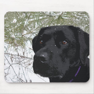 Mousserande Gräs - Snö Labrador - Svart lab Musmatta