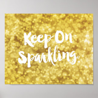 Mousserande Guld Blurry Glitter Bokeh Quote Poster