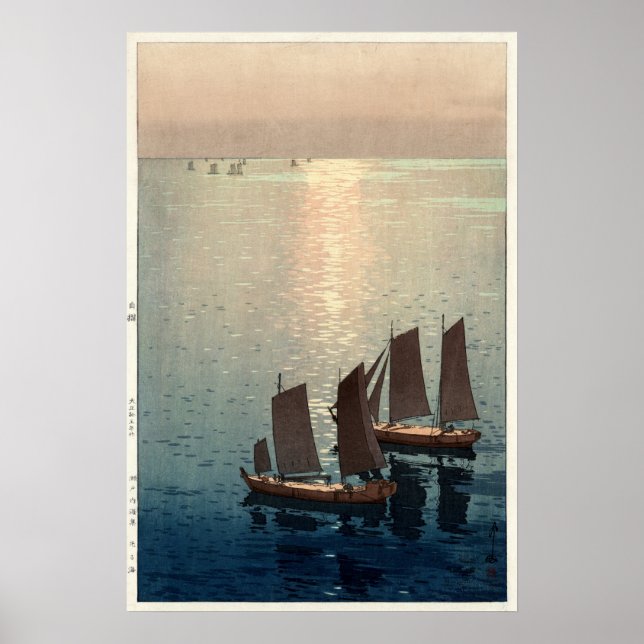 Mousserande hav av Hiroshi Yoshida Poster (Framsidan)