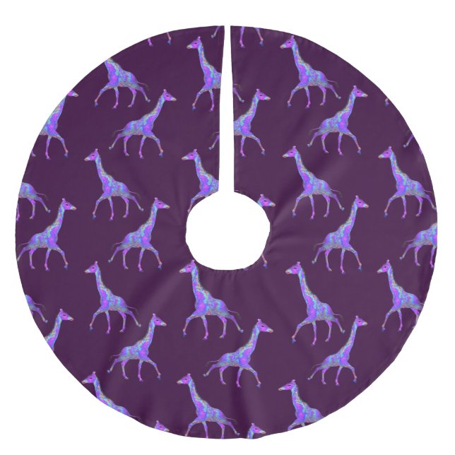Mousserande Hippie Stil Lila Giraffe Julgransmatta Borstad Polyester (Framsidan)