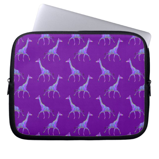 Mousserande Hippie Stil Lila Giraffe Laptop Fodral (Framsidan)