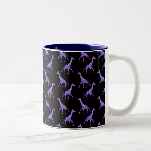 Mousserande Hippie Stil Lila Giraffe Två-Tonad Mugg (Höger)