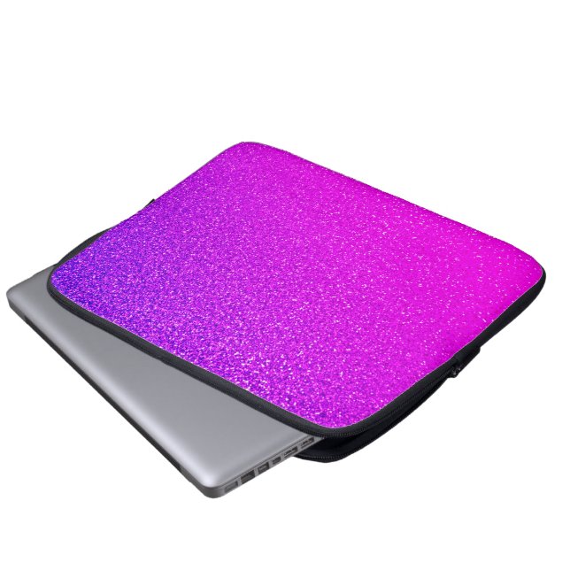 Mousserande hot Pink Purple Glitter Ombre Girly Cu Laptop Fodral (Framre botten)