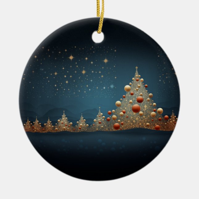 Mousserande Julgran 5 Julgransprydnad Keramik (Framsidan)