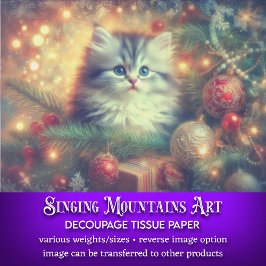 Mousserande Julgran Sweet Kitten Decoupage