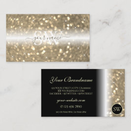 Mousserande Light Guld Glitter Black med Monogram Visitkort