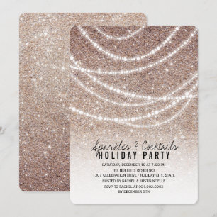 Mousserande Ljus Chic Glitter Julfest Inbjudan