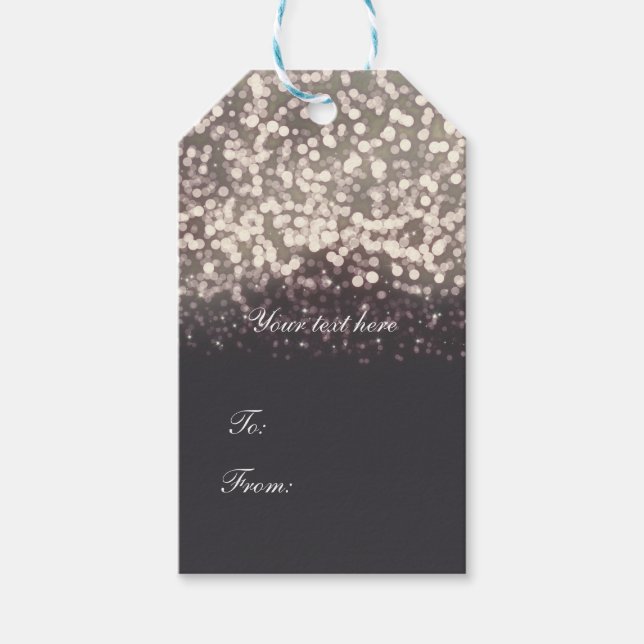 Mousserande Ljus Romantic Grått Modern Glam Presentetikett (Framsidan)