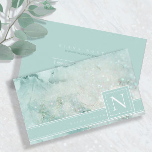 Mousserande Marble Monogram Pastel Grönt Std ID672 Visitkort