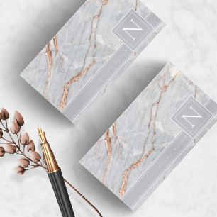 Mousserande marble Monogram Warm Grått Copper ID67 Visitkort