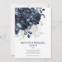 Mousserande marinen White & Guld Bröllop Meddelande