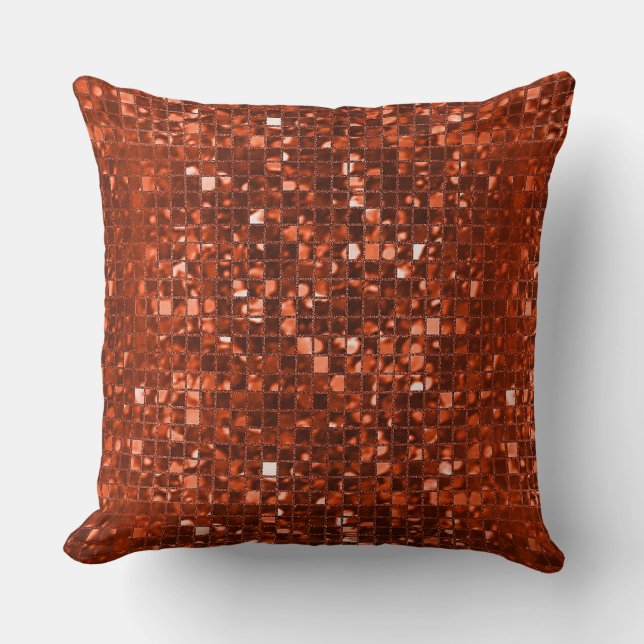 Mousserande Orange Mosaic Mönster Dekorativ kudde (Framsida)
