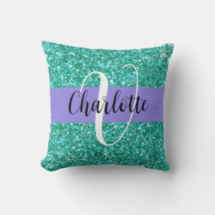 Mousserande pärlande glitter monogrammat kudde