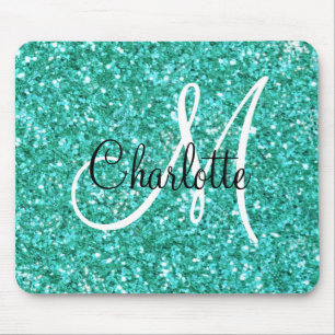 Mousserande pärlande glitter monogrammat musmatta