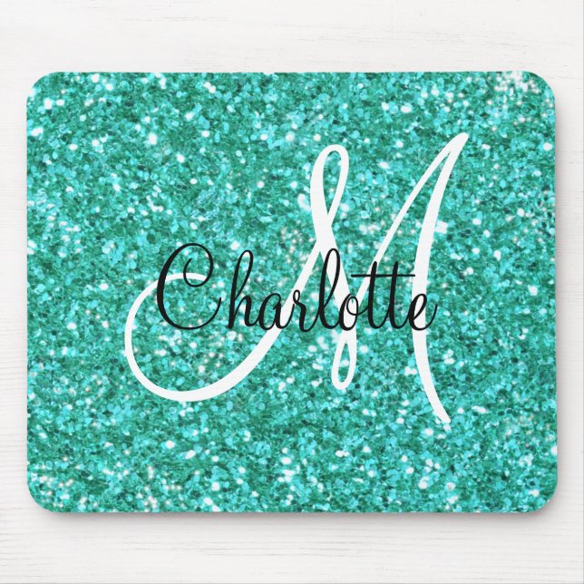 Mousserande pärlande glitter monogrammat musmatta (Framsidan)
