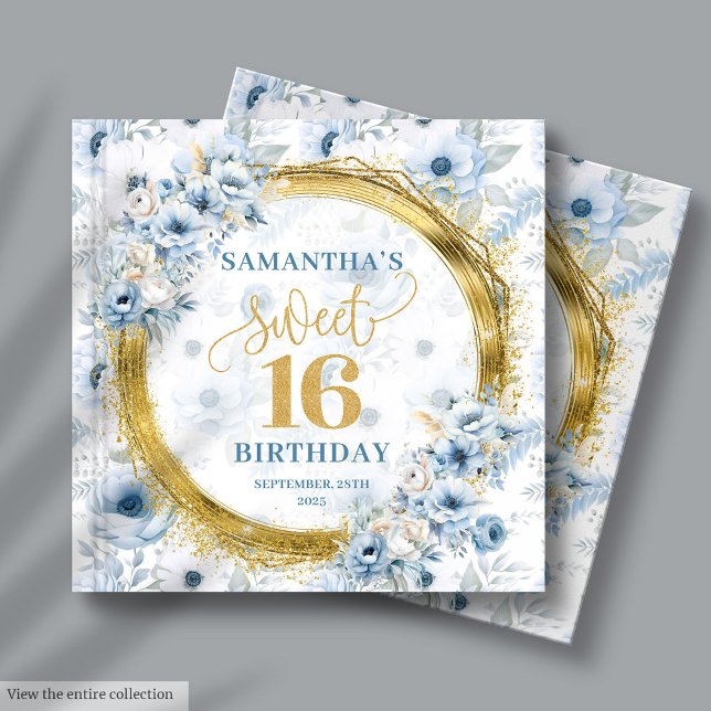Mousserande Pastel Blue Sweet 16 Guest Sign in Bok (Sparkling Pastel Blue Sweet 16 Guest Sign In Book)