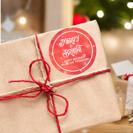 Mousserande Red Star Merry & Bright Runt Klistermärke