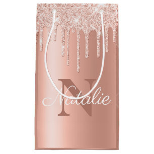 Mousserande Rosa Guld Glitter Monogramme