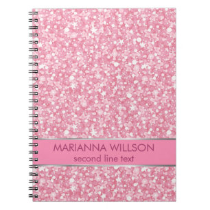 Mousserande Rosa och vit Glitter Anteckningsbok Med Spiral
