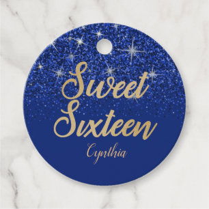 Mousserande, Royal Blue, glitter, Söt 16 Gåvor Etiketter