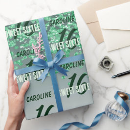 Mousserande sötare 16 Fallande Grönt Glitter Presentpapper