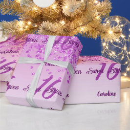 Mousserande sötare 16 Fallande Rosa Glitter Presentpapper