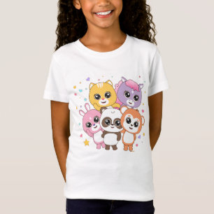 Mousserande stjärnor och Cute Animal Ansikte T-Shi T Shirt