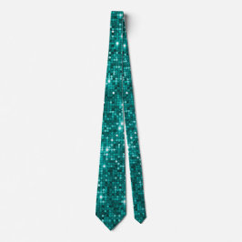 Mousserande Teal Disco Sequin Neck Tie Slips