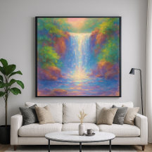 Mousserande vattenfall - Pastel Painting Stil Art