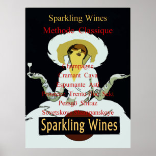 Mousserande Vin, Vintage Dam Poster