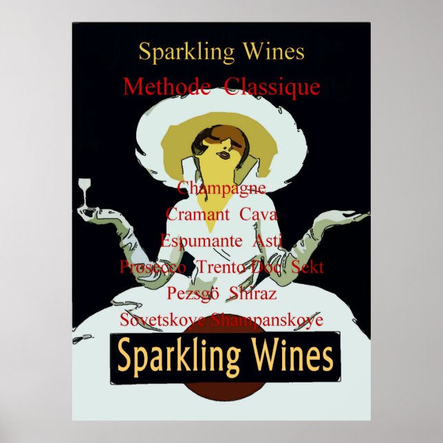 Mousserande Vin, Vintage Dam Poster (Framsidan)