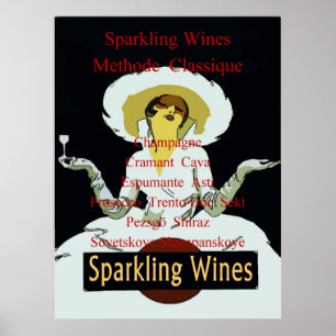 Mousserande Vin, Vintage Dam Poster