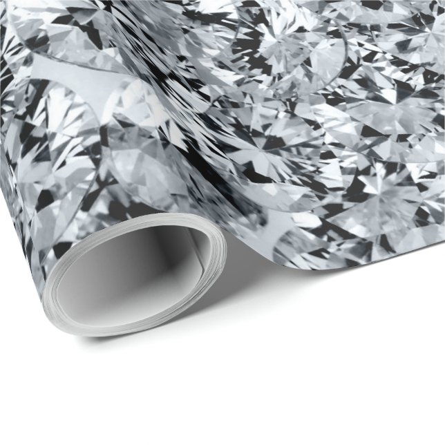 Mousserande vita diamanter mönster presentpapper (Rullad Hörn)