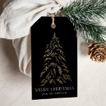 Mousserande Winter Gräs Black God jul Presentetikett<br><div class="desc">Moderna märkre och eleganter med helgdag med en snöfaux-folie från guld med svart bakgrund (eller färg efter eget val). "God jul" visas i ett vitt,  modernt serif-teckensnitt med namnet eller anpassningsbarna nedan.</div>