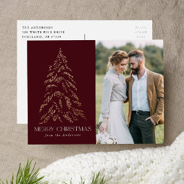 Mousserande Winter Gräs Burgundy God jul Helg Vykort