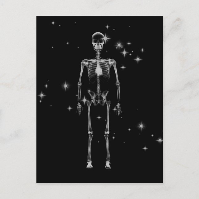 Mousserande X-Ray Skeleton - B&W Vykort (Framsida)