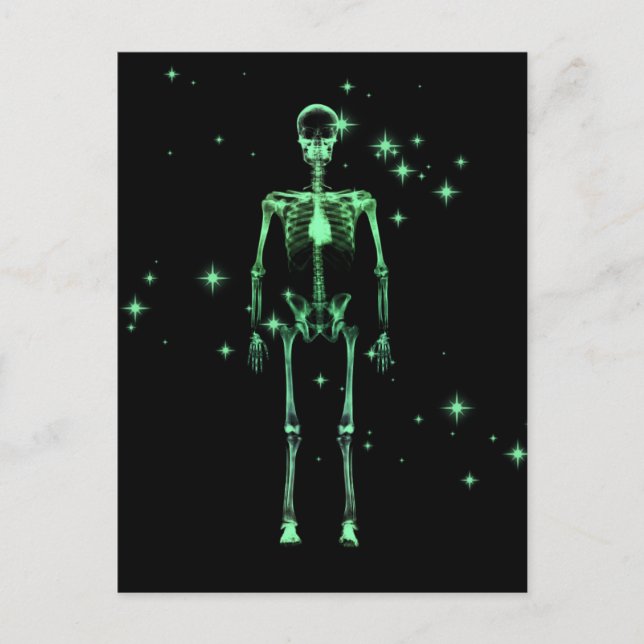 Mousserande X-Ray Skeleton - Grönt Vykort (Framsida)